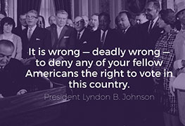 President Johnson signing Voting Rights Bill